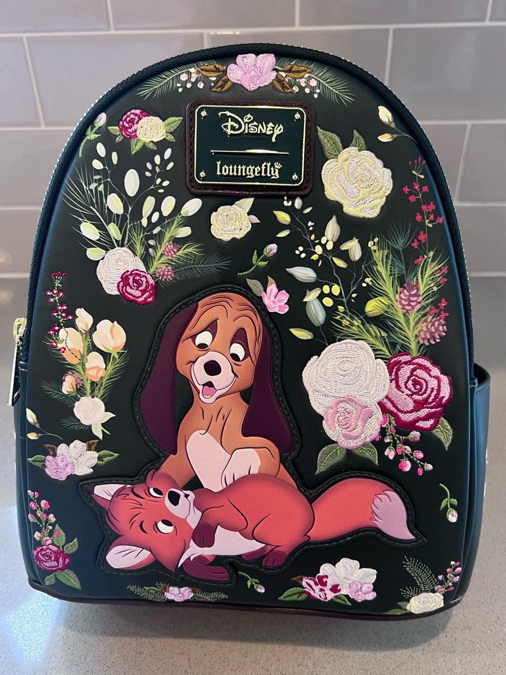 NWT Loungefly Disney The Fox and The Hound Copper & Todd Floral Mini Backpack